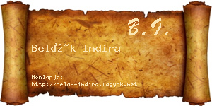 Belák Indira névjegykártya